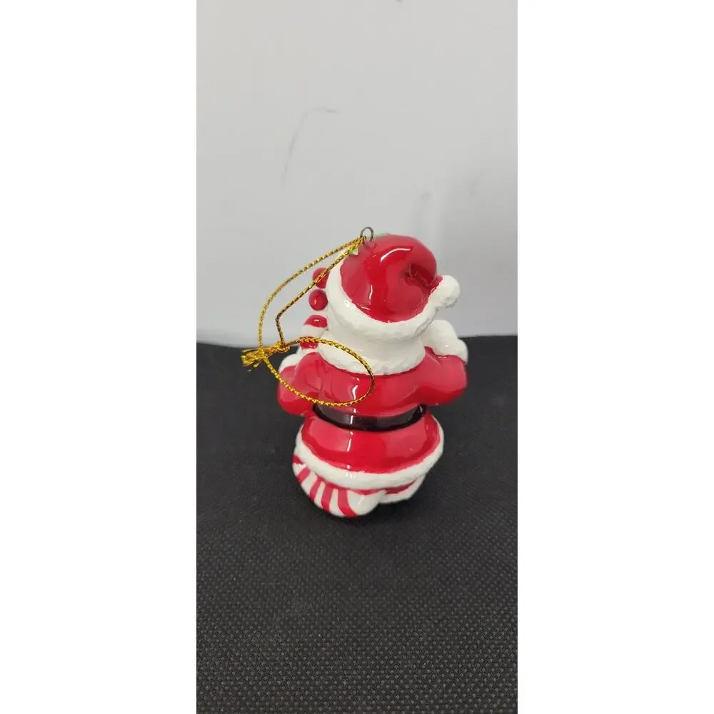 Vintage 2002 Amy LaCombe WhimsiClay Santa Candy Cane Cat Christmas Ornament